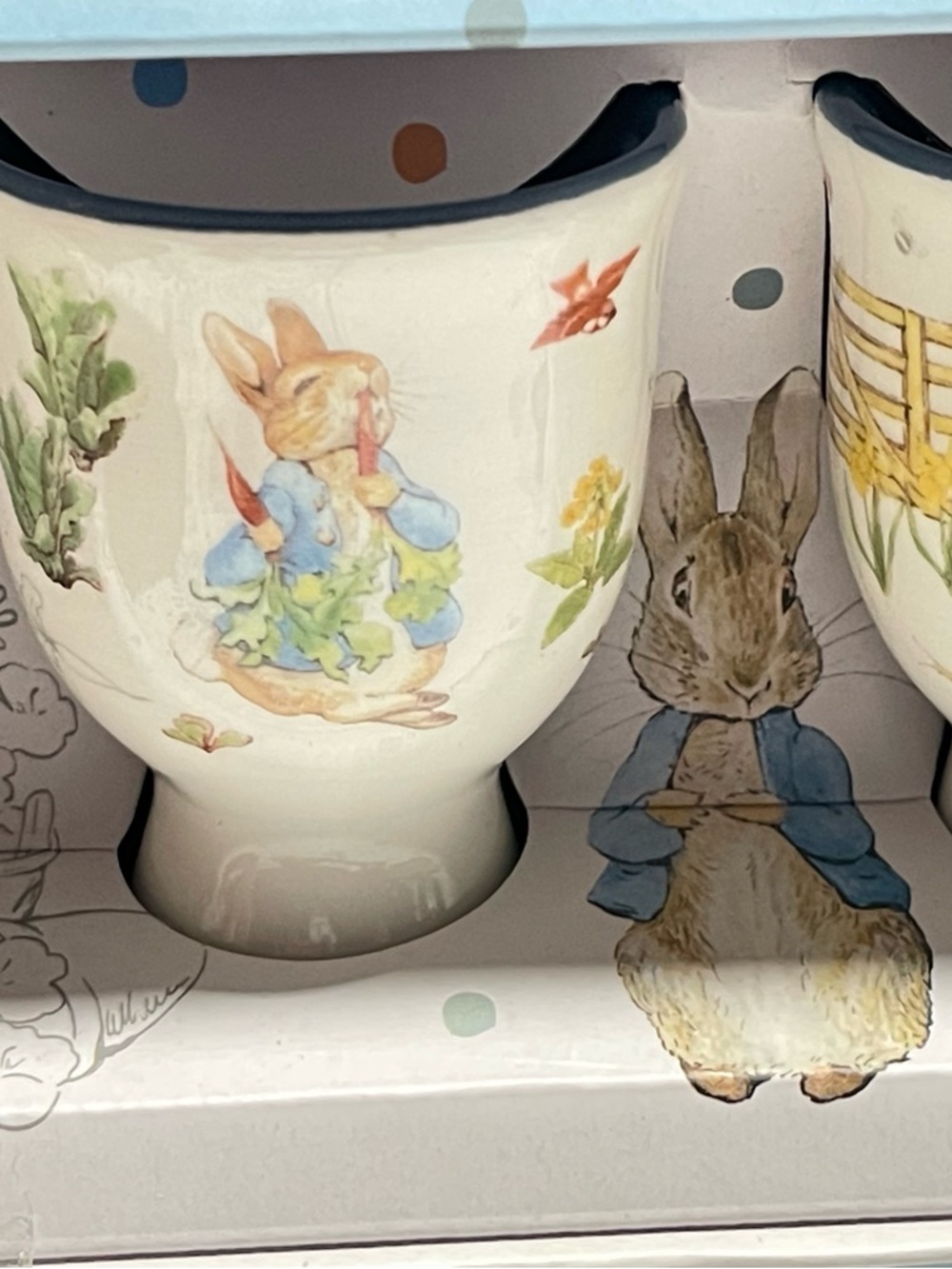 Beatrix Potter Peter Rabbit Ceramic Egg Cup Set - Pastel Floral - Picture 4 of 9